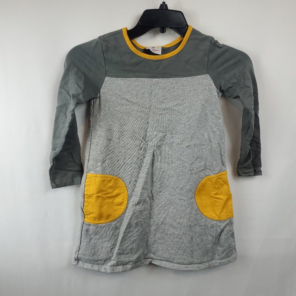 Hanna Anderson Girls Grey Yellow French Terry Lng Slv Sz 130 7-10 Yrs
